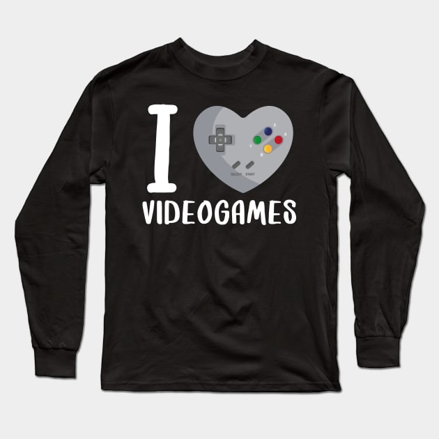 Heart Gaming Old Controller Video Gamer I love VideoGames Long Sleeve T-Shirt by Msafi